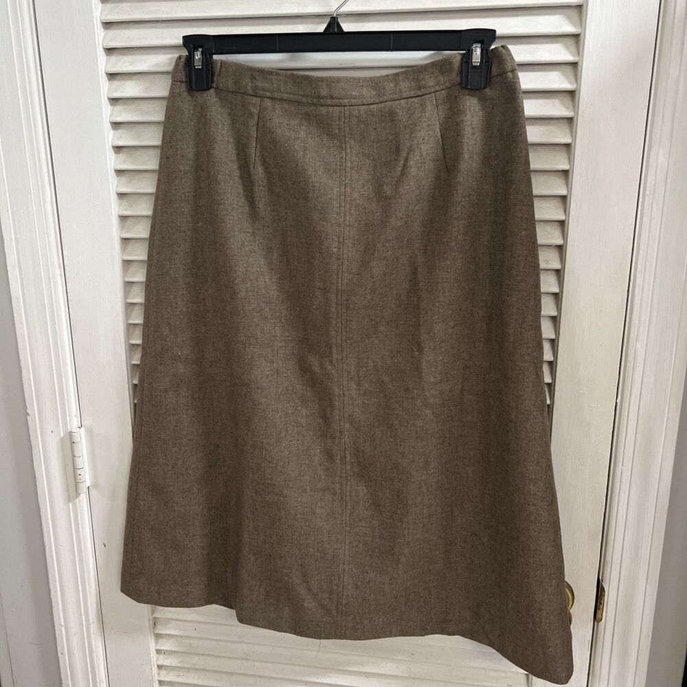Vintage Country Suburbans Womens 16 Brown Lined Midi A Line Wool Skirt Lined